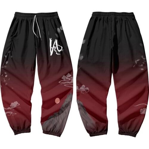 New Overalls Trousers Trendy Loose Printed Casual Trousers Elastic Waist Japanese Kimonos Men Asian Japanese Casual Loose Pants