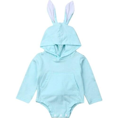 Baby Rabbit Ears Hooded Romper Infant Cute Animal Cosplay Easter Party Onesies Costume Long Sleeve Bodysuit for Toddler Girl Boy