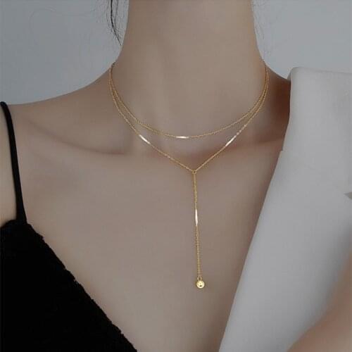 XIYANIKE 316L Stainless Steel 2 Layer Gold Color Ball Necklaces Vintage Chain Choker 2021 Gift For Women Fashion Party Jewelry