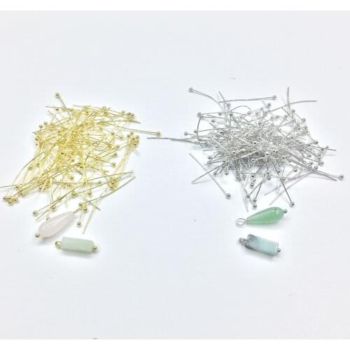 Eruifa 100pcs/lot 28mm long Gold/Rhodium Color Copper Material Ball Head Pins Needles DIY Jewelry Accessory Jewellery Finding