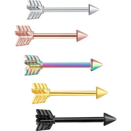 Fanpeijy 14G Nipple Rings Stainless Steel Arrow Tongue Shield Barbell Ring Helix Bar Tragus Earring Body Piercing Jewelry 2pcs