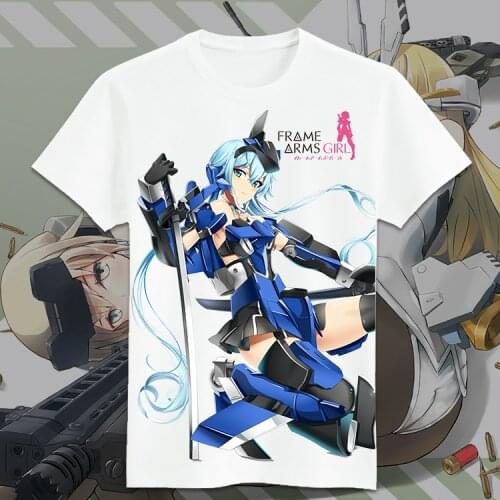 Japanese Anime Frame Arms Girl Cosplay T Shirt Cartoon Gennai Ao Printed Summer T-Shirt Graphic Top Tee tshirt Casual Costume