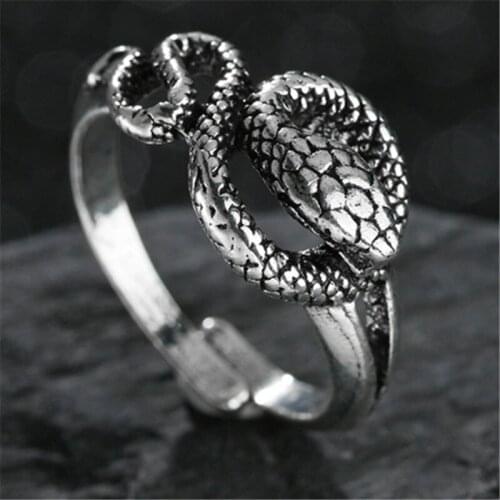 Gothic Rings for Women Men European New Retro Punk Exaggerated Spirit Snake Rings Stereoscopic Opening Adjustable Ring Jewelry