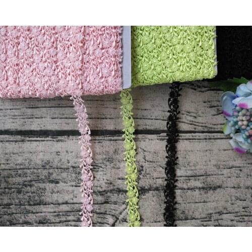 3 Yards/lot 1.2cm Width Exquisite High Quality Flower Pink Green Floral Lace Trims Fabric Trimmings For DIY Sewing Accessories