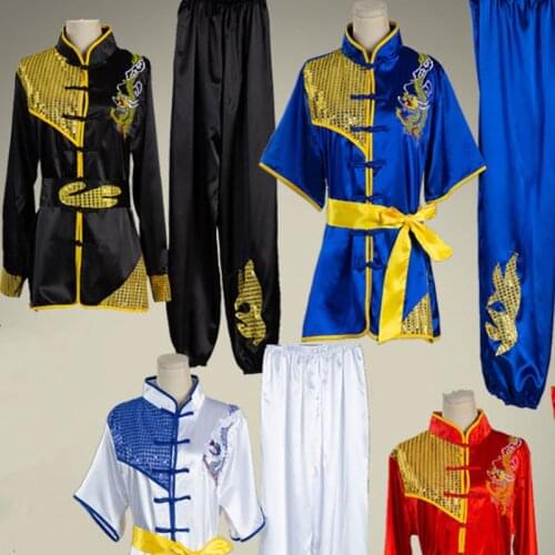 Chinese Wushu Uniform Kungfu Clothes Martial Arts Suit Taolu Garment Dragon Embroidery Costume For Men Woman Kids Boy Girl