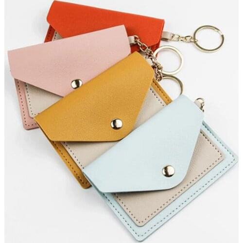 Korean Version Card Holder Cute Student Candy Color Ultra-thin Wallet Multi-card ID Holders Package Keychain Small Wallet Purse