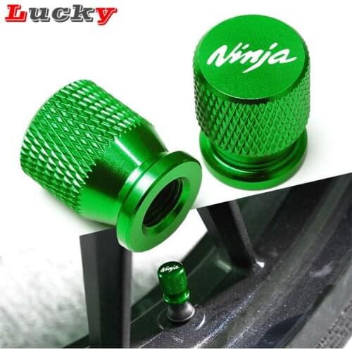 NINJA Motorcycle Tire Valve Air Port Stem Cover Cap Plug CNC Aluminum Accessories For Kawasaki Ninja 250 300 400 650 2010-2020