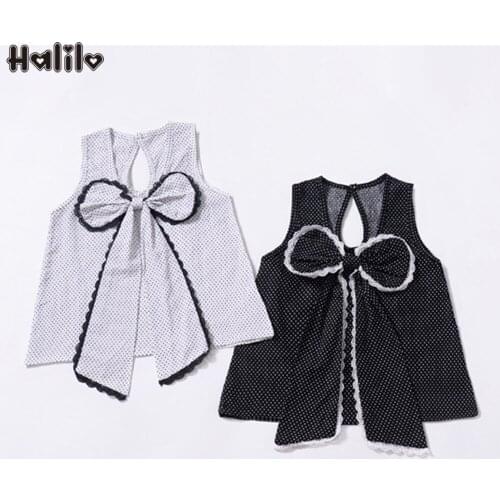 Halilo Infant Girl Summer Clothes Toddler Dresses Sleeveless Big Bow Dot Print 1st Birthday Bbay Girl Dress Kids Clothes