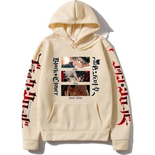 Hot Anime Harajuku Black Clover Pullovers Hoodies Sweatshirts Anime Eye Clothes Hoody Streetwear Asta Yuno Noell Silva Print Top