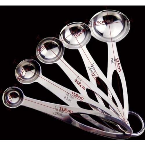 5pcs / Set Measuring Spoon Stainless Steel Measures of Coffee Measuring Spoons for Tea Spoon Measuring Kitchen Measuring Tools