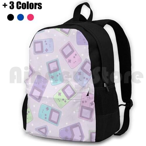 Kawaii Cute Pastel Gameboy Gamer Pattern Outdoor Hiking Backpack Riding Climbing Sports Bag Gamer Gamer Girl Games Nintendo