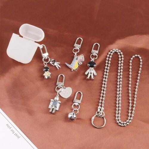 Cute Spaceman Robot Keychain Heart Letter Alloy Listing Hollow Smiley Face Keyring Pendant Car Bag Decoration Key Holder