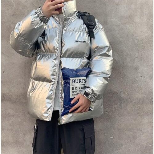 Korean Fashions Tops Men Reflective Bubble Coat 2021 Winter Jackets Mens Streetwear Puffer Jackets and Coats Male Thick
