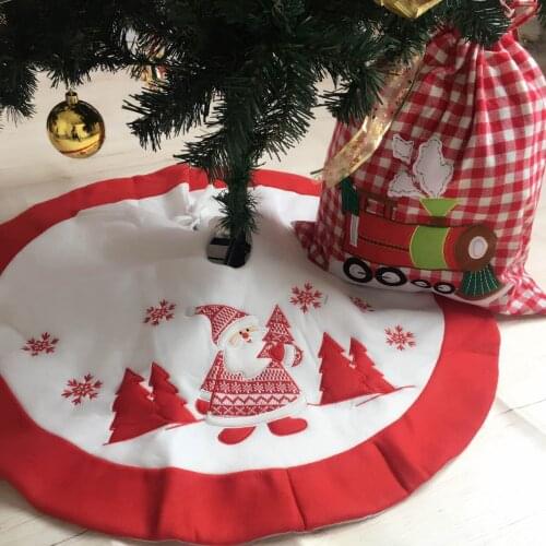 Floor Mat Christmas Tree Skirt 90cm Ornaments embroidery gray Non woven fabric Plush New Year Gift 2020 decoration Tree Skirt