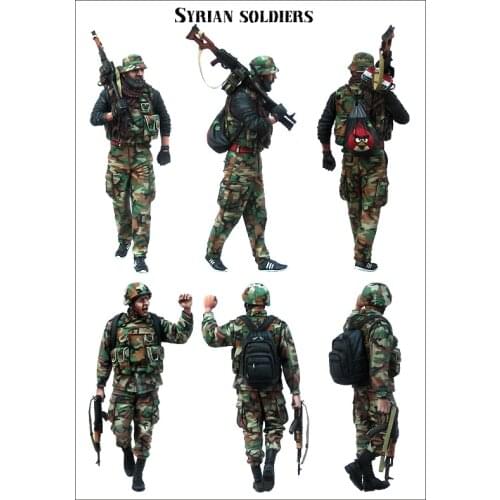 Unpainted Kit 1/35 syrian soldiers officer include 2 soldiers figure Historical Resin Figure miniature toy
