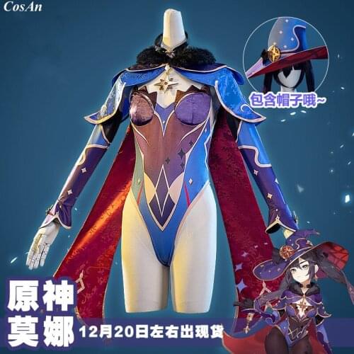 New Arrival Game Genshin Impact Mona Cosplay Costume Fashion Blue Combat Jumpsuits Halloween Party Role Play Clothing S-XL