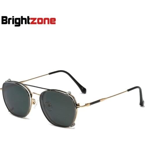 Vintage Full Rim + Polarized Clip-on Prescription Myopia Polarized Sunglasses Set Women Men Eyeglasses Glasses Gothic Goggles