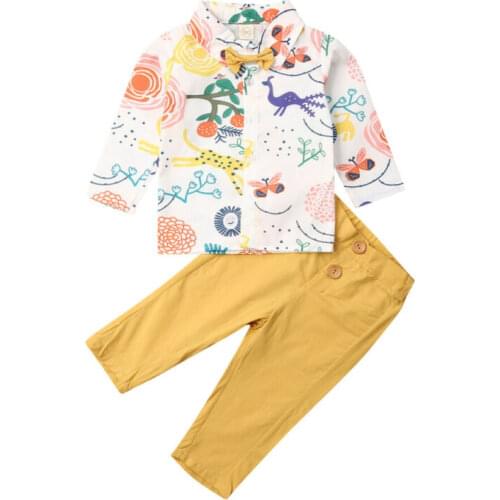 Gentleman Boy Clothes 2019 Toddler Kids Baby Girl Boy Clothes Dinosaur Long Sleeve Tops Shirt Pants Outfits