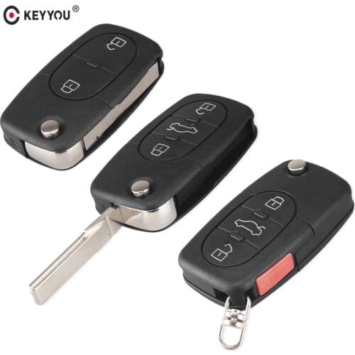 KEYYOU For AUDI A4 A6 A8 S4 S6 S8 CABRIOLET ALLROAD TT 3 + PANIC 2/3/4 BUTTONS FLIP FOLDING CAR KEY FOB SHELL CASE