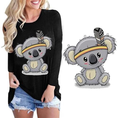 Colorful Koala Iron on Heat Transfers Printing Patches Stickers Washable for Kids Clothes Jeans T-shirt Hats DIY Appliques