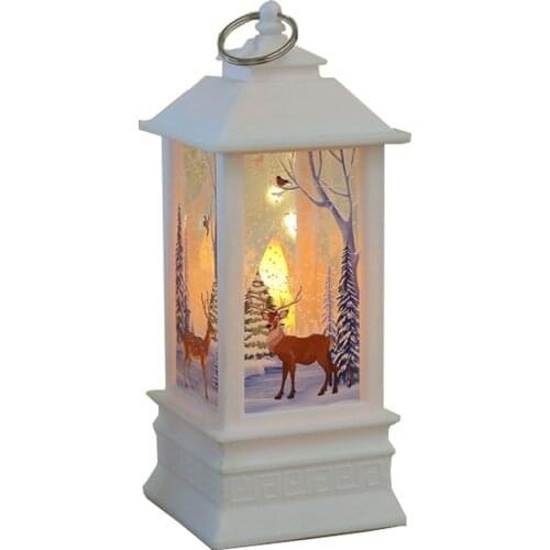 Height 36cm Christmas LED Candle Xmas Decorative Barn Lantern Wind Lamp Window Bar Decoration Gifts