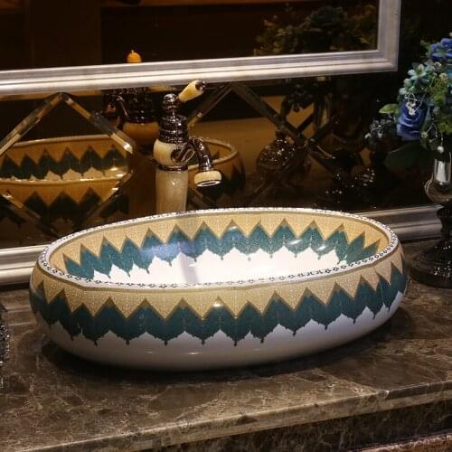 Europe Style Handmade Countertop Basin Bathroom Sink Ceramic wash basin porcelain hair wash basin oval