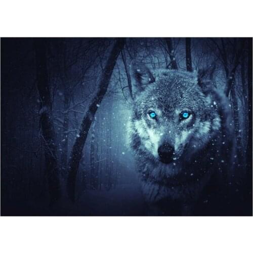 Winter Snow Wolf Wildlife Art print Silk poster Home Wall Decor