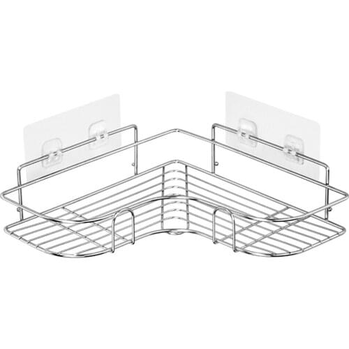 Stainless Steel Bathroom Storage Rack Punchfree Singer Layer Triangle Wall Mounted Storage Shelf For Bathroom Like-minded