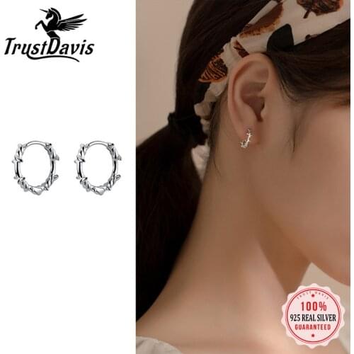 TrustDavis Real 925 Sterling Silver Fashion Sweet Barbed Wire Ear Cuff Clip On Hoop Earring For Women Wedding Jewelry DS1410