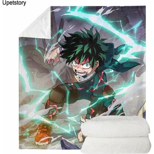 Upetstory Cartoon Anime My Hero Academia Print Sherpa Blanket Plush Throw Blanket Soft Sofa Bed Fleece Blanket for Adults Kids