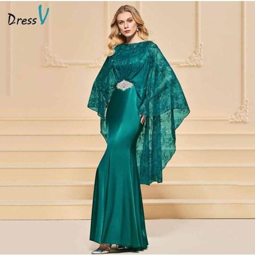 Dressv evening dress mermaid elegant long sleeves beading floor-length wedding party formal dress trumpet lace evening dresses