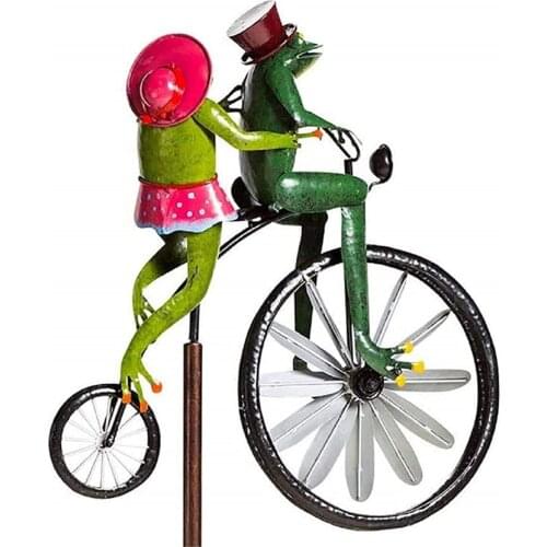Animal Cycling Bicycle Windmill Metal Wind Spinner Metal Wrought Wind Rotating Windmill Gardening Lawn Accessories