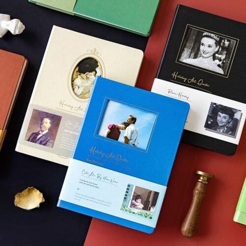 Vintage Artistic Notebook Simple Gold Bronzing Hepburn,Van Gogh Hardcover Diary Notepad To Do List Planner Office Stationery