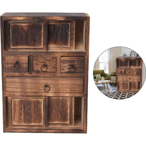 1:12 Scale Vintage Dollhouse Miniature Kitchen Furniture Cupboard Display Cabinet Decoration Children Gift