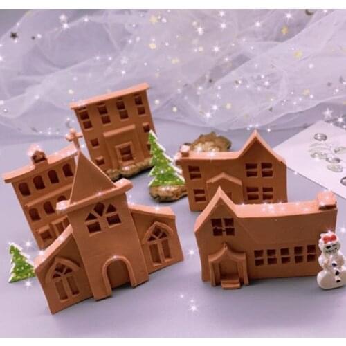 Castle Silicone Mould DIY Fondant, Handmade Aromatherapy Candle, Soap, Clay Cement Mold Dry pais cake decoration mould