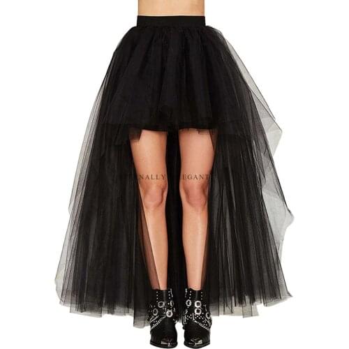 2018 Sexy Short Front Long Back Tulle 4 Color Crinoline Women Skirt Dress Vintage Tutu skirt Party Dance Lolita petticoat EE6658