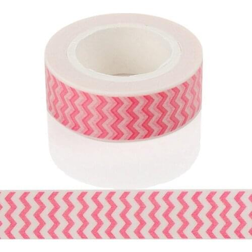 10m*15mm Pink Waves Washi Tape DIY Decorative Tape Color Paper Office Adhesive Stationery Masking Tape Sticker 1 PCS