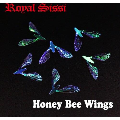 Royal Sissi hot 10pairs rainbow film realistic honeybee wings quintessential dry fly poly Flat bee wings for trout fly fishing