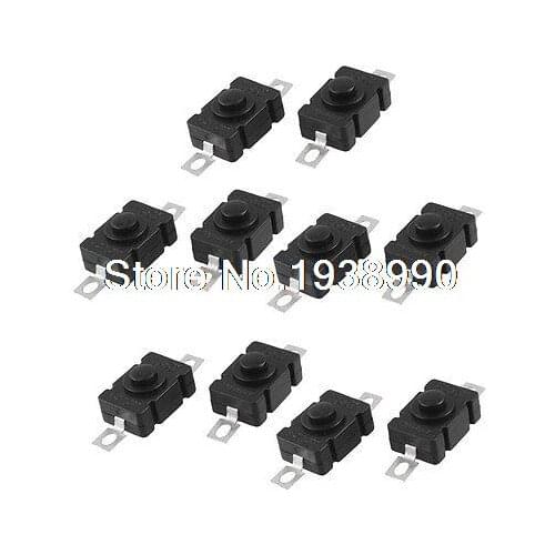 10 Pcs Rectangle Flashlight Latching Push Button Switch DC 30V 1A