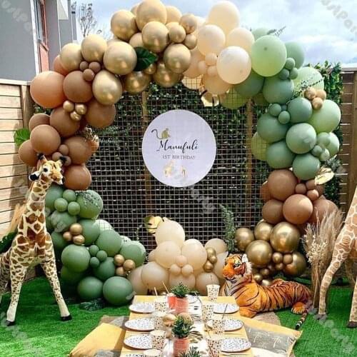 145pcs Wedding Decoration Sage Green Coffee Balloon Garland Blush Nude Chrome Gold Balloon Arch DIY Birthday Party Easter Decor
