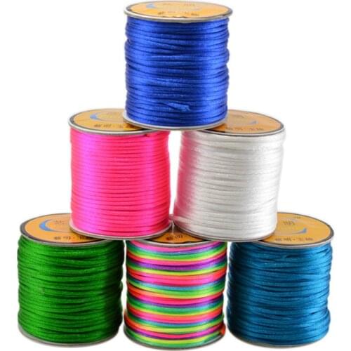 2.5MM DIY Chinese Knot Satin Nylon Solid Cord Beading Thread String Jewelry Makin Necklace Bracelet Cotton Rope Line 24M/Roll