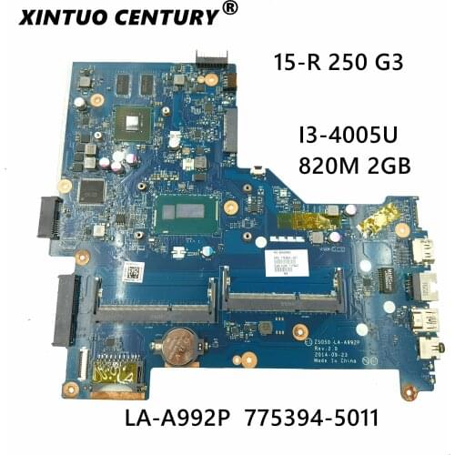 775394-001 775394-501 For HP 15-R Laptop Motherboard ZSO50 LA-A992P SR1EK I3-4005U 820M 2GB DDR3 100% Tested