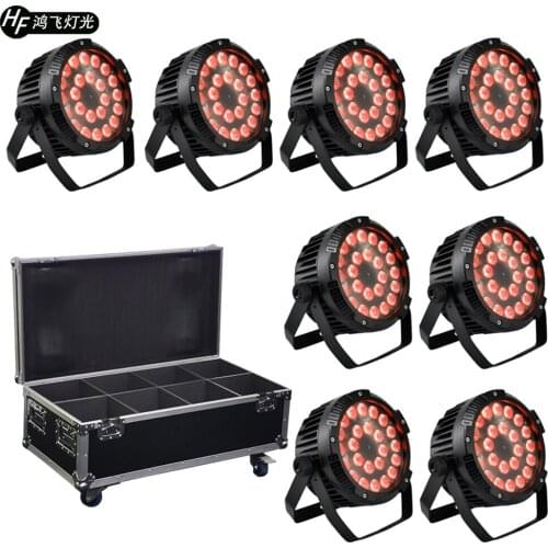 8 Pieces IP65 Waterproof Par Light + Flight Case 24x18w RGBWA UV 6in1 24x12w RGBW 4in1 Led Outdoor Full Color Wall Wash Light
