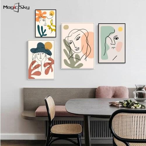 Classic Picasso Matisse Abstract Cat Girl Flower Posters and Prints Canvas Painting Wall Art Pictures For Living Room Home Decor
