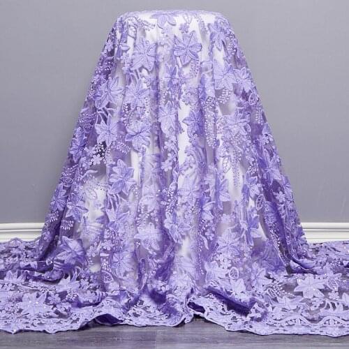 African Lace Fabric 2021 Hot Sale Newest White French Sequins Tulle Flowers Diy Embroidery Wedding Dersses For Women Party A2563