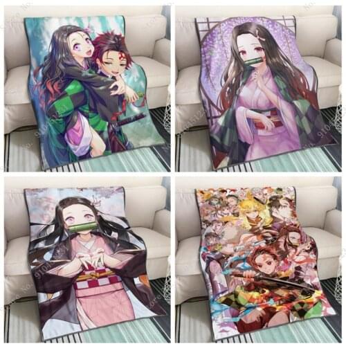 Devils Blade Anime Duvet Home Decorative Demon Slayer Kimetsu No Yaiba Tanjirou Nezuko Summer Blanket For Children Bedding