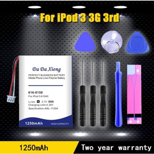 Battery for iPod 3 3G 3rd Generation A1040 1250mAh 616-0159 High Quality Mobile Phone Replacement Accumulator