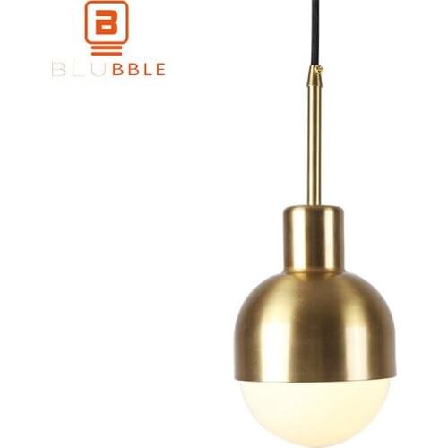 BLUBBLE American Total Copper Pendant Light Originality AC 90-260V LED Pendant Lamp Modern Gold Bedroom Study Unique Hanglamp