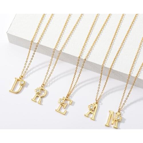 Alphabet Jewelry Girls Name Necklace gift Friendly Kopo Stainless Steele Choker Initial A-Z Capital Pendant Necklace Gold Chain