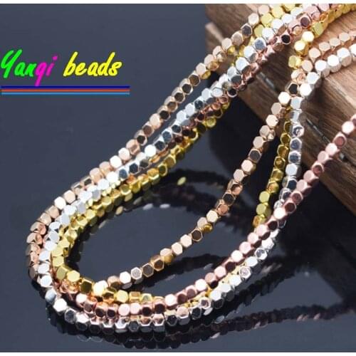 Natural Stone Hematite Beads Faceted Square Loose Beads For Jewelry Making DIY Bracelet Necklace Accessories